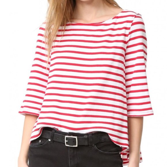 Free People Top Cannes Tee Red White Stripe Size S NWT - Picture 1 of 15